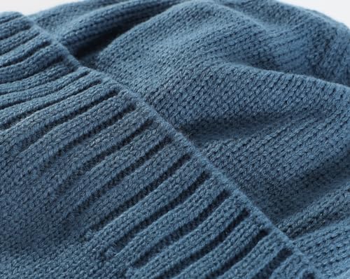 Home Prefer Mens Winter Hat Knit Earflap Hat Stocking Caps with Ears Beanie Hat - color: Airforce Blue