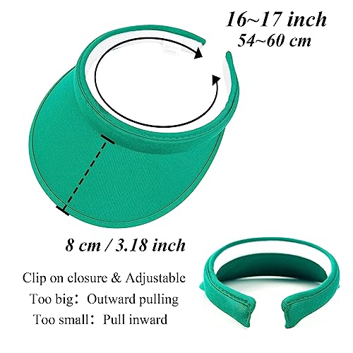Cotton Visor Hat Women Men Clip-on Visors Hats Adjustable Outdoor Sports Golf Beach Wide Brim Sun Cap - color: Green