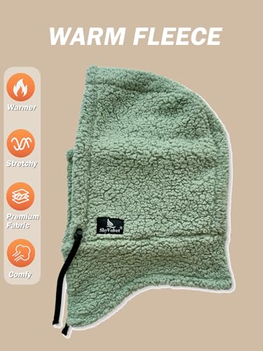 Shy Velvet Sherpa Hood Balaclava Wind-Resistant Ski Mask for Men and Women - color: Avocado Green