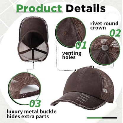 Suhine 24 Pcs Blank Trucker Hat Bulk,Unisex Baseball Cap - color: Brown