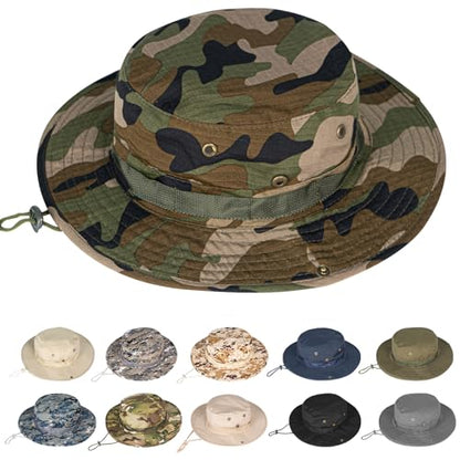 Rosoz Sun Hats for Men Women Bucket Hat UPF Protection Wide Brim Boonie Hat - color: 1pack-jungle Camo