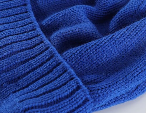 Home Prefer Mens Winter Hat Knit Earflap Hat Stocking Caps with Ears Beanie Hat - color: Royal Blue
