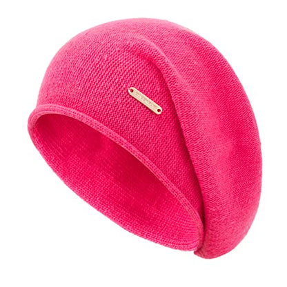 Knit Slouchy Beanie Hats for Women Cashmere Ski Cap Knitted Wool Soft Warm Winter Hat - color: A15-rose Red