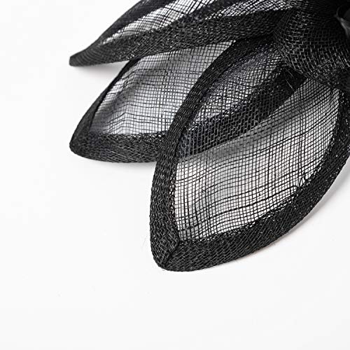 Sinamay Fascinator Hat Headband Clip for Women Tea Party - color: Black-01