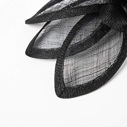 Sinamay Fascinator Hat Headband Clip for Women Tea Party - color: Black-01