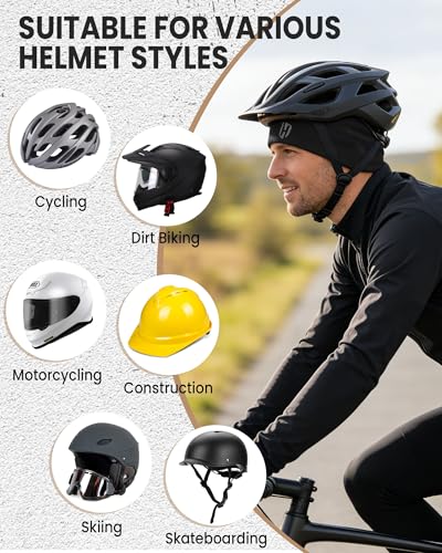 HASAGEI Thermal Running Hat - Men's Skull Cap Cycling Cap Under Helmet for Winter - color: Black+darkblue