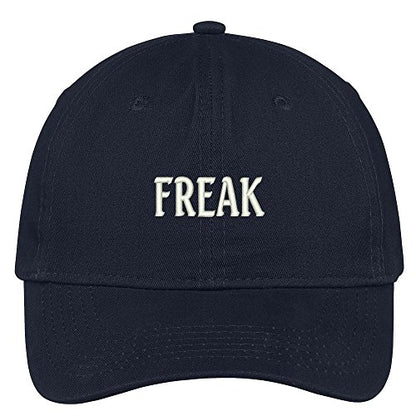 Trendy Apparel Shop Freak Embroidered Soft Low Profile Adjustable Cotton Cap - color: Navy