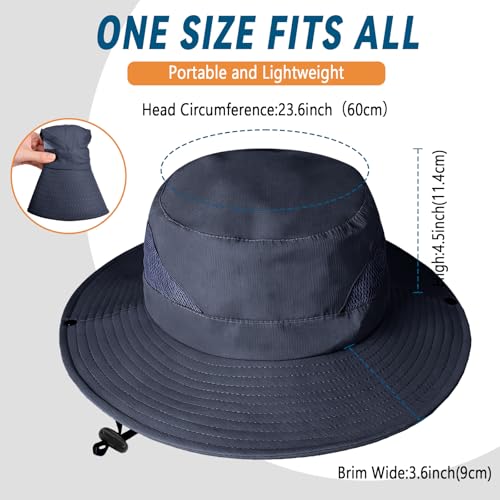 ZOORON Sun Hats for Men Women, Wide Brim Safari Hats UV Protection UPF50+ Waterproof Boonie Hats for Fishing Hiking Camping - color: 1pack-navy