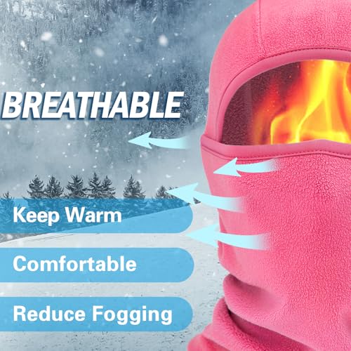 Balaclava Ski Mask for Men & Women - Winter Face Mask with Multiple Wear Styles - for Outdoor Sports & Cold Weather - color: Rose Pink