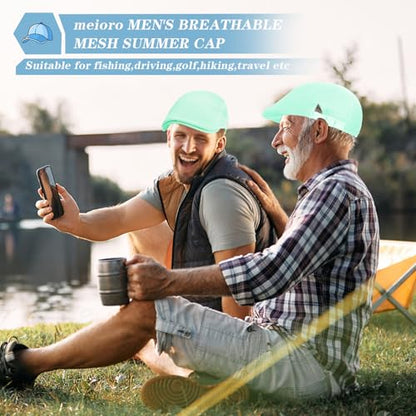 meioro Mens Breathable Mesh Summer Hat Adjustable Flat Cap Newsboy Beret Ivy Cap Irish Cabbie Fishing Hats - color: Mint Green