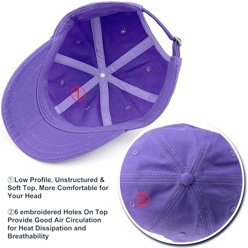 Loneshark Short Brim Baseball Cap for Running Small Bill Umpire Hat - color: Purple