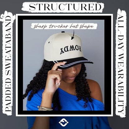 Funky Junque Women's 2 Tone Trucker Hats - color: Rowdy (Upside Down) - Black/Beige
