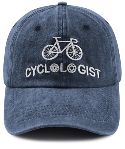 Cyclist Hat for Men Women, Classic Adjustable Cotton Cycologist Embroidered Baseball Cap - color: Navy