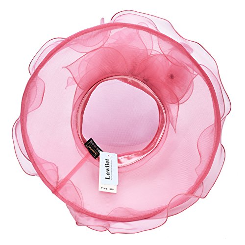 Lawliet Womens Flower Wedding Occasion Wide Brim Church Dress Sun Hat A341 - color: Medium Pink, size: One Size
