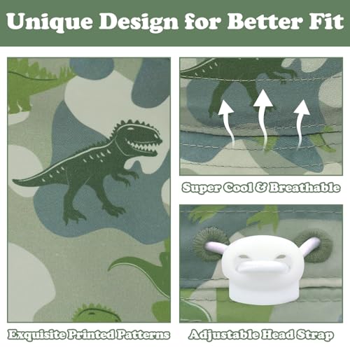 Sarfel Baby Sun Hat Summer Baby Boy Hats UPF 50+ Sun Protection Toddler Hat Bucket for Baby Girl Adjustable Kid Cap - color: Army Green Camo Dinosaurs, size: 0-6 Months