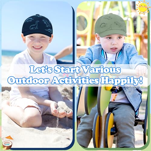 Sarfel Baby Baseball Cap Toddler Baseball Hat with Mesh Infant Ball Cap Toddler Trucker Hat Baby Snapback Hat Kids Cap UPF50+ - color: Dinosaurs Army Green With Mesh, size: 12-24 Months