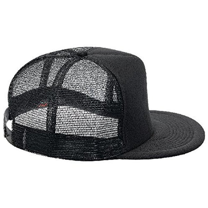 OTTO SNAP Round Flat Visor High Crown Mesh Back 5 Panel Trucker Snapback - color: Black