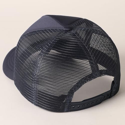 MIRMARU 5 Panels Blank Foam Front Two Tone Solid Trucker Mesh Back Baseball Cap with Adjustable Snapback Strap - color: Solid-navy
