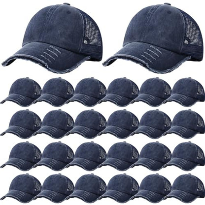 Suhine 24 Pcs Blank Trucker Hat Bulk,Unisex Baseball Cap - color: Dark Blue