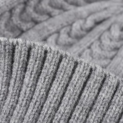 Winter Cable Knit Hat Elasticity Cuffed Thick Soft Beanie Skull Cap for Women Men - color: Black