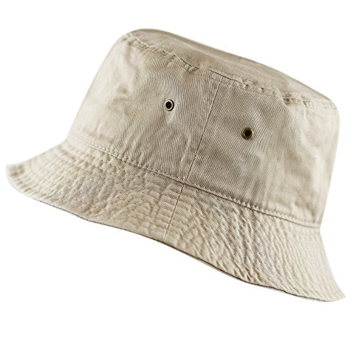 Cotton Bucket Hat Packable Sun Hat – Unisex Summer Travel Beach Fisherman Hat for Men Women Outdoor Fishing Hiking - color: Khaki, size: Small-Medium