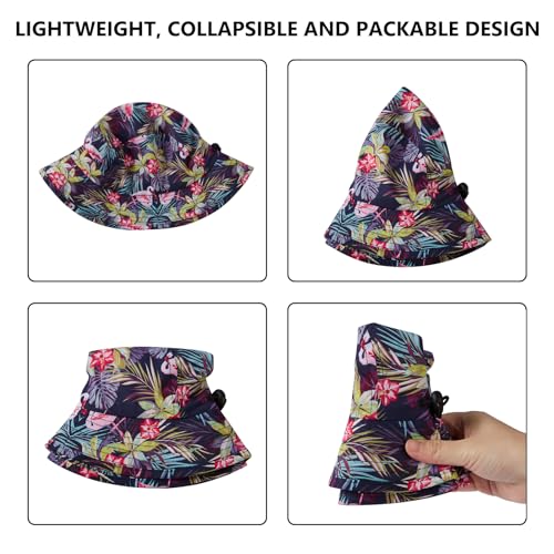 BASSDASH UPF50+ Fishing Bucket Hat for Men Women Lightweight Water Resistant Packable Outdoor Summer Sun Hats FH13 - color: Black/Flamingo