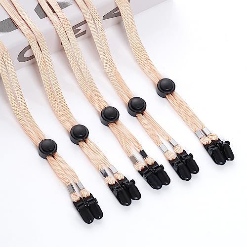 Sucrain 5 Pieces Adjustable Hat Strap Clips Hat Chin Cord for Golfing, Fishing, Boating - color: Champagne
