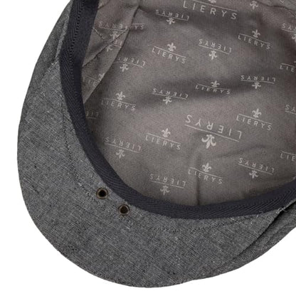 Lierys Inglese Linen Flat Cap Newsboy Linen Cotton Made in Italy Men Spring Summer Black - color: Black, size: 7