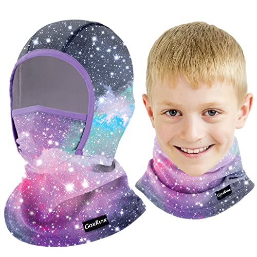 GoxRunx Kids Balaclava Ski Mask,Fleece Face Mask Neck Warmer for Boys Girls,Windproof Face Cover for Cold Weather - color: Starry Sky