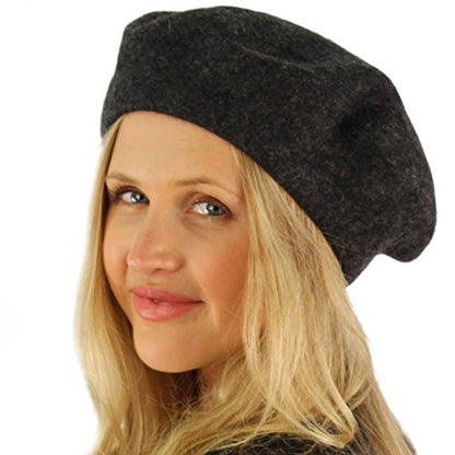 Classic Winter 100% Wool Warm French Art Basque Beret Tam Beanie Hat Cap - color: Charcoal