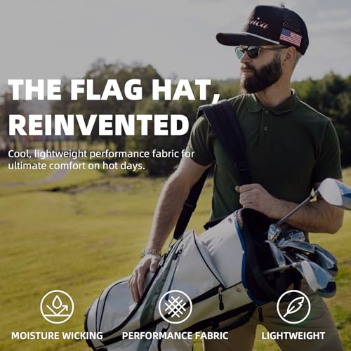 MATSUBA America Script & Flag Hat - Comfortable PVC Curved 5 Panel Rope Hat with Breathable Snapback