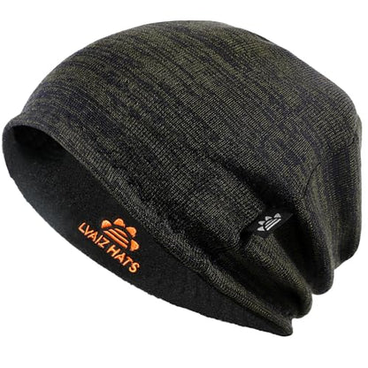 Lvaiz Winter Fleece Lined Beanie Hat for Men Women Reversible Skull Cap - color: Mixed Coffee+black