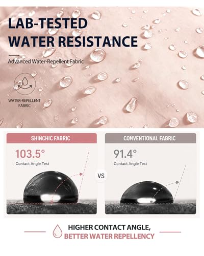 Wide Brim Waterproof Bucket Rain Hat for Women Men UPF50+ Cowboy Sun Hat - color: Blush Pink
