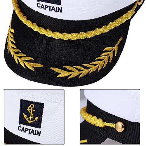 Adult Yacht Captain Hat White Sailor Hat for Women Men Yacht Boat Sailor Captain Cap Marine Admiral Halloween Costume Party Cosplay Accessory