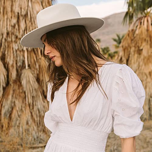 DRESHOW Women Classic Felt Fedora Wide Brim Floppy with Belt Buckle Panama Hat - color: 1 Pc Fedora Hat: Beige
