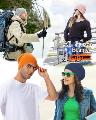 100% T-Shirt Cotton Slouchy Beanie Women Men,Lightweight Chemo Hat - color: Brown(2-layer)