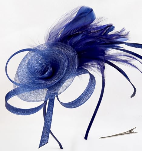 Fascinators Hats for Women Tea Party Headband Cocktail Wedding Headwear Headband for Women and Girls - color: Blue