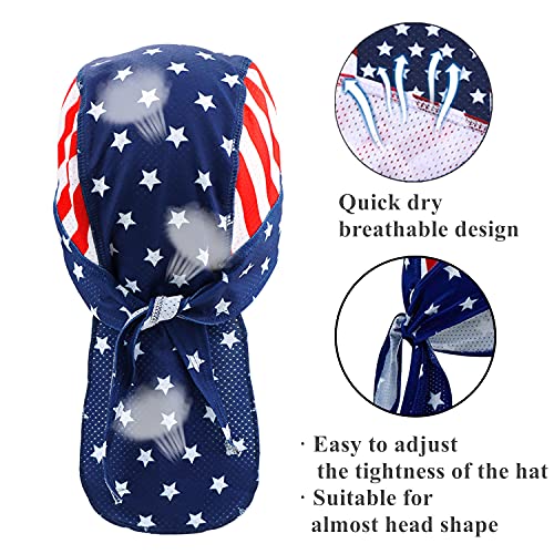 4 Pack Head Wraps Cycling Caps Dew Rag Skull Caps Beanie Cap Do Rags, Pirate Hats, Doo Rag, Durag Bandana - color: Flags, size: One Size