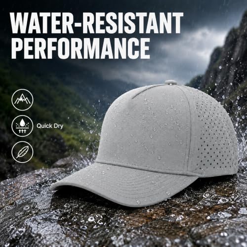 Quick Dry Baseball Cap Waterproof Snapback Trucker Golf Hat for Men Women - color: Light Gray