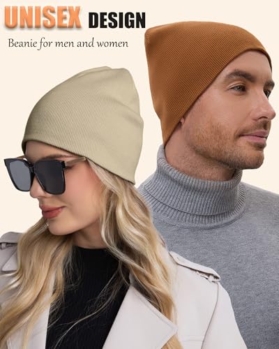 100% Cotton Beanie Hat Cuffless Beanies Warm Knit Winter Skull Cap - color: 1pcs-khaki