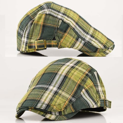 Women's Berets: Black Houndstooth Red Beret Hats for Women Fall Winter Fashion Outfit - color: Advance-plaid-green
