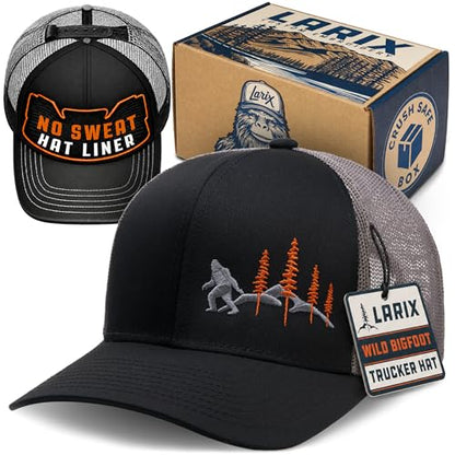 LARIX Trucker Hat Men - Snapback Cap with Breatheable Mesh Back, Hats for men, Mens Hat, Mens Trucker Hats - color: Black Gray (Wb)