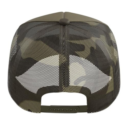 Dirt Bike Motocross Trucker Hat with Adjustable Mesh Back - color: Camo Green