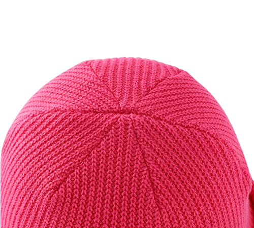 Connectyle Classic Double Layer Knit Beanie Hat Warm Thick Acrylic Winter Hats Daily Cuffed Beanies Watch Hat for Men Women - color: Hot Pink