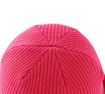 Connectyle Classic Double Layer Knit Beanie Hat Warm Thick Acrylic Winter Hats Daily Cuffed Beanies Watch Hat for Men Women - color: Hot Pink
