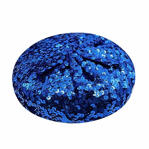 JUMISEE Sparkly Sequin Berets for Women Girls Fashion Beanie Hat Costume Accessories for Festival Party Dance - color: Blue