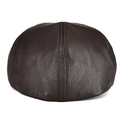 VOBOOM Leather Ivy Newsboy Caps 6 Panel Cabbie Beret Hat - color: Light Brown, size: 7 1/2