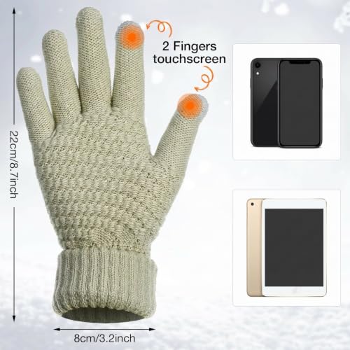 Syhood 4 Pcs Hat and Glove Set Winter Beanie and Glove Set - color: Black and Beige