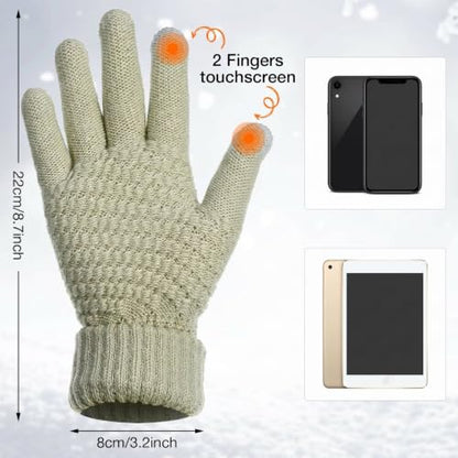 Syhood 4 Pcs Hat and Glove Set Winter Beanie and Glove Set - color: Black and Beige