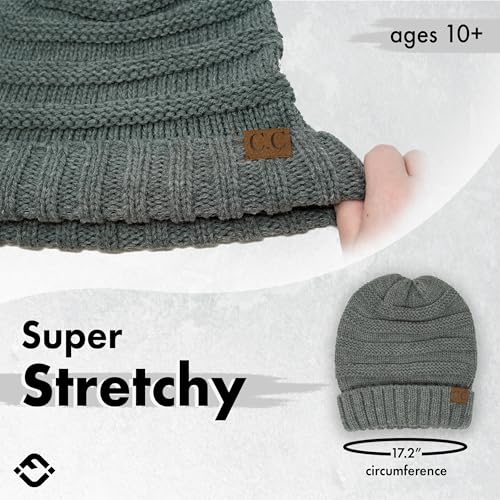Funky Junque Exclusives Slouchy Beanie for Women – Oversized Winter Hat, Chunky Cable Knit Beanies, Soft Warm Unisex Slouch Hats for Cold Weather - Heather Grey